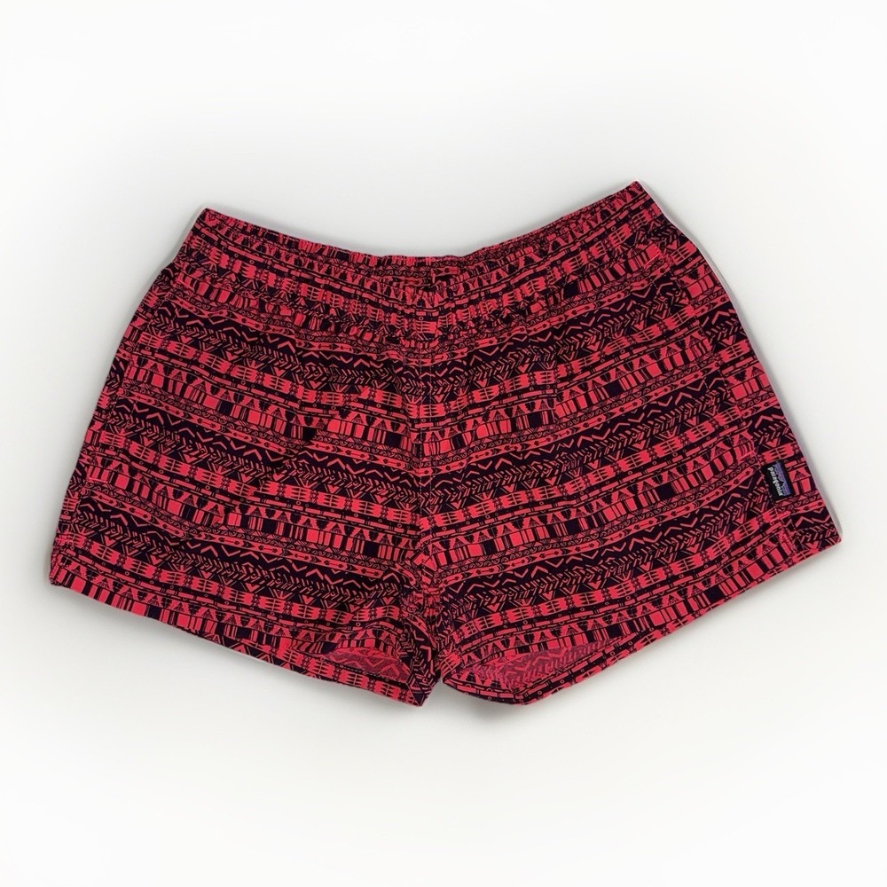 Patagonia Barely Baggies Shorts Womens Small 2" Coral Tribal Print Swim 57041